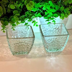 DiSaronno Heavy Textured Glass Square Snack / Nut / Dip Bowls Man cave Barware